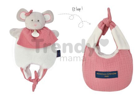 Plyšová myška na bábkové divadlo Doudou Amusette 3v1 Doudou et Compagnie ružová 30 cm od 0 mes