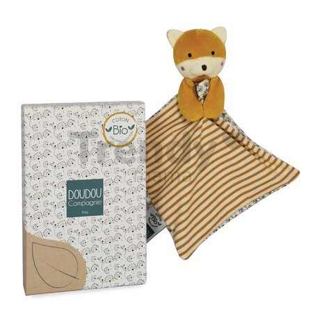 Plyšová líška na maznanie The Organic Fox Doudou et Compagnie so vzorom 20 cm v darčekovom balení 3 rôzne druhy od 0 mes