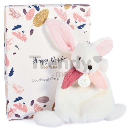 Plyšový zajačik Bunny Happy Boho Doudou et Compagnie biely 17 cm v darčekovom balení od 0 mes