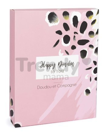 Plyšový zajačik na maznanie Happy Blush Doudou et Compagnie biely 17 cm v darčekovom balení od 0 mes