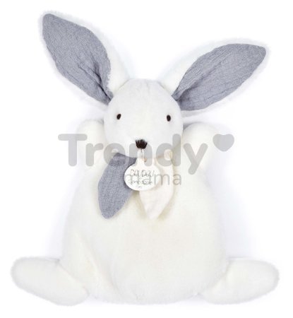 Plyšový zajačik Bunny Happy Glossy Doudou et Compagnie biely 17 cm v darčekovom balení od 0 mes