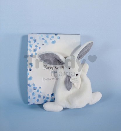 Plyšový zajačik Bunny Happy Glossy Doudou et Compagnie biely 17 cm v darčekovom balení od 0 mes