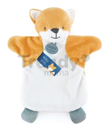 Plyšová líška na bábkové divadlo Fox Hand Puppet Doudou et Compagnie bielo-oranžová 25 cm od 0 mes