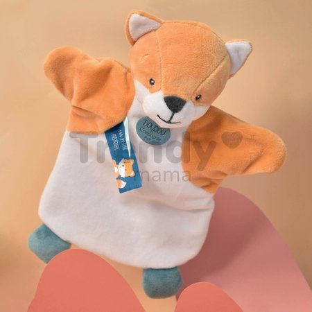 Plyšová líška na bábkové divadlo Fox Hand Puppet Doudou et Compagnie bielo-oranžová 25 cm od 0 mes