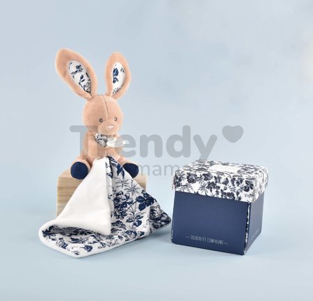 Plyšový zajačik na maznanie Bunny Navy Boh'aime Doudou et Compagnie modrý 12 cm v darčekovom balení od 0 mes