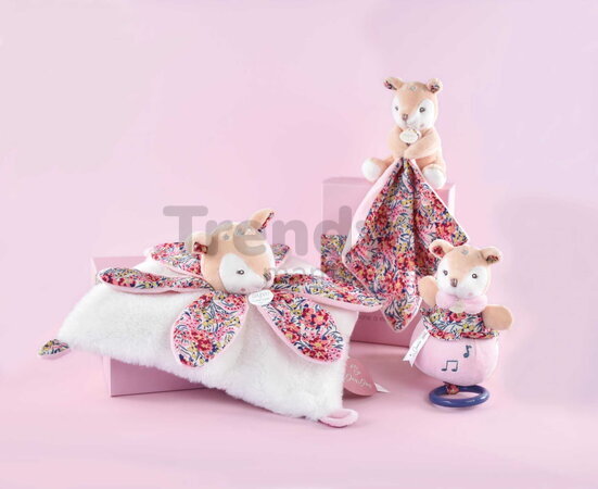 Plüss őzike dédelgetéshez Deer Boh'aime Doudou Petal Doudou et Compagnie rózsaszín 27 cm ajándékcsomagolásban 0 hó-tól