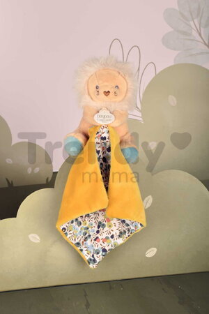 Plüss oroszlán kendővel dédelgetéshez Lion Plush with Comforter Boh'aime Doudou et Compagnie ajándékcsomagolásban sárga 12 cm 0 hó-tól