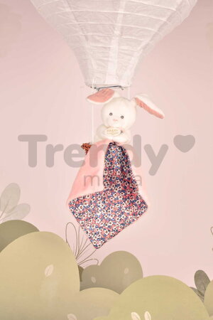 Plüss nyuszi kendővel dédelgetéshez Bunny Plush with Comforter Boh'aime Doudou et Compagnie ajándékcsomagolásban rózsaszín 12 cm 0 hó-tól