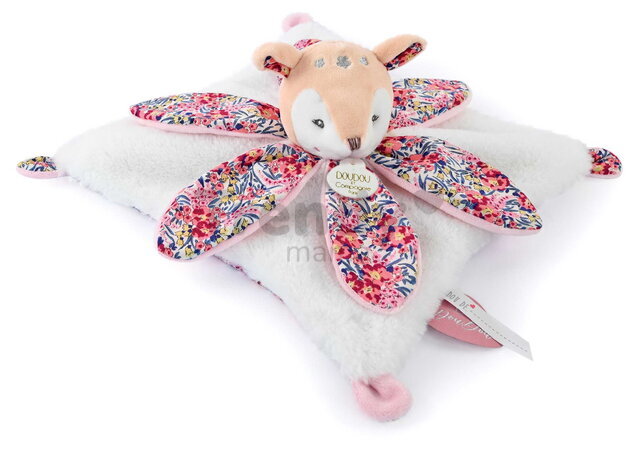 Plüss őzike dédelgetéshez Deer Boh'aime Doudou Petal Doudou et Compagnie rózsaszín 27 cm ajándékcsomagolásban 0 hó-tól
