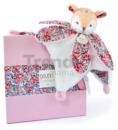 Plüss őzike dédelgetéshez Deer Boh'aime Doudou Petal Doudou et Compagnie rózsaszín 27 cm ajándékcsomagolásban 0 hó-tól
