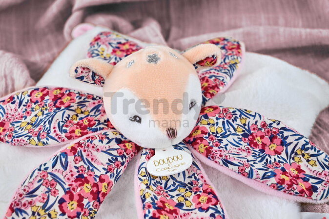 Plüss őzike dédelgetéshez Deer Boh'aime Doudou Petal Doudou et Compagnie rózsaszín 27 cm ajándékcsomagolásban 0 hó-tól
