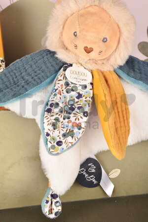 Plüss oroszlán dédelgetéshez Lion Doudou Petal Boh'aime Doudou et Compagnie sárga 27 cm ajándékcsomagolásban 0 hó-tól