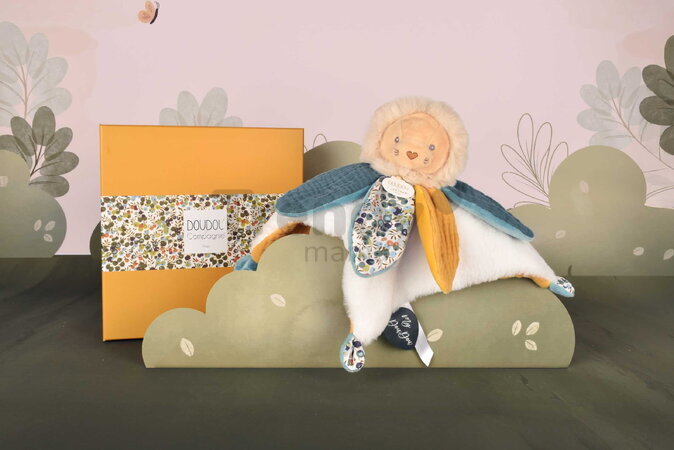 Plüss oroszlán dédelgetéshez Lion Doudou Petal Boh'aime Doudou et Compagnie sárga 27 cm ajándékcsomagolásban 0 hó-tól