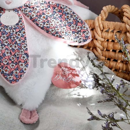 Plyšový zajačik na maznanie Doudou Petal Boh'aime Doudou et Compagnie ružový 27 cm v darčekovom balení od 0 mes