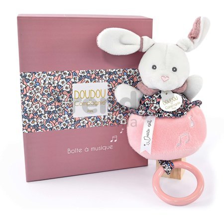 Plyšový zajačik s melódiou Music Box Boh'aime Doudou et Compagnie ružový 14 cm v darčekovom balení od 0 mes