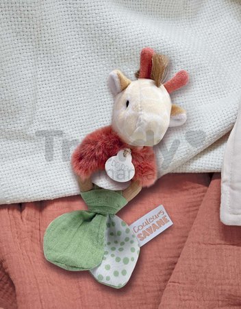 Plyšová žirafa s hrkálkou Couleurs Savane Doudou et Compagnie červená 15 cm od 0 mes