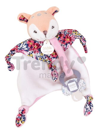 Plyšový jelenček s klipom na cumlík Dummy Holder Deer Boh'aime Doudou et Compagnie v darčekovom balení ružový 20 cm od 0 mes DC4220
