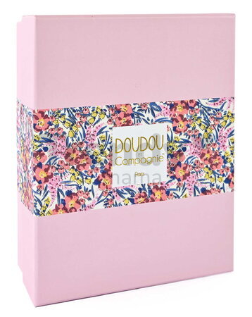 Plyšový jelenček s klipom na cumlík Dummy Holder Deer Boh'aime Doudou et Compagnie v darčekovom balení ružový 20 cm od 0 mes DC4220