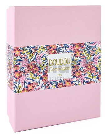 Plyšový jelenček s hrkálkou Rattle Deer Boh'aime Doudou et Compagnie v darčekovom balení ružový 22 cm od 0 mes DC4221
