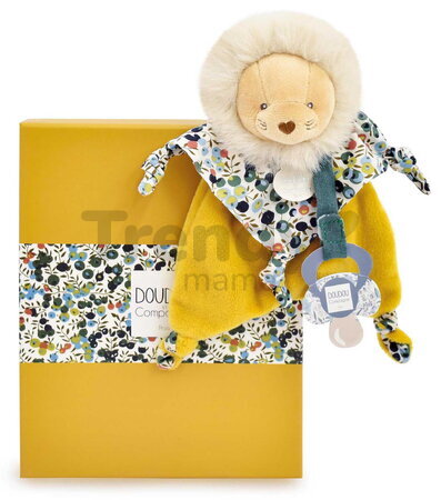 Plüss oroszlán cumitartó csipesszel Lion Dummy Holder Boh'aime Doudou et Compagnie ajándékcsomagolásban sárga 20 cm 0 hó-tól
