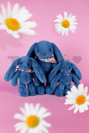 Plyšový zajko Fleurette the Bunny Blue Doudou et Compagnie modrý 35 cm od 0 mes