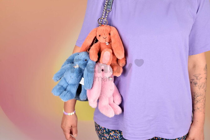 Plyšový zajačik prívesok na kľúče Bunny Keyring Doudou et Compagnie viac farieb 18 cm od 24 mes DC4295