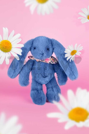 Plyšový zajačik Fleurette the Bunny Blue Doudou et Compagnie modrý 25 cm od 0 mes