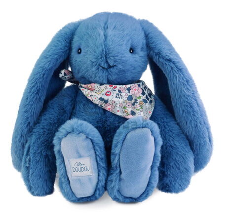 Plyšový zajko Fleurette the Bunny Blue Doudou et Compagnie modrý 35 cm od 0 mes