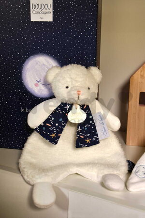 Plyšový medvedík svietiaci v tme Moonlight Collection Doudou et Compagnie v darčekovom balení biely 26 cm od 0 mes