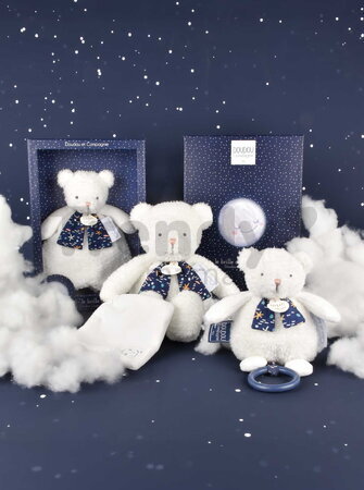 Plyšový medvedík s melódiou svietiaci v tme Moonlight Collection Music Box Doudou et Compagnie v darčekovom balení biely 17 cm od 0 mes