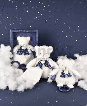 Plyšový medvedík s melódiou svietiaci v tme Moonlight Collection Music Box Doudou et Compagnie v darčekovom balení biely 17 cm od 0 mes