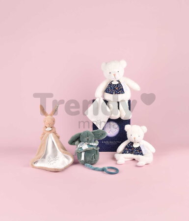 Plüss nyuszi dédelgetéshez kendővel Bunny with a Comforter Beige Doudou et Compagnie ajándékcsomagolásban bézs 10 cm 0 hó-tól