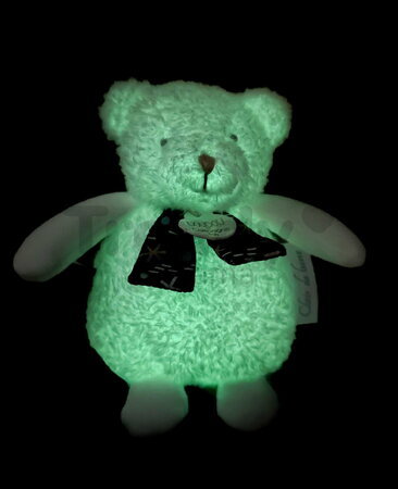 Plyšový medvedík s melódiou svietiaci v tme Moonlight Collection Music Box Doudou et Compagnie v darčekovom balení biely 17 cm od 0 mes