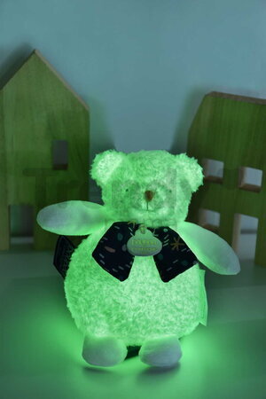 Plyšový medvedík s melódiou svietiaci v tme Moonlight Collection Music Box Doudou et Compagnie v darčekovom balení biely 17 cm od 0 mes