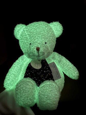 Plyšový macko svietiaci v tme Moonlight Collection Plush Doudou et Compagnie v darčekovom balení biely 28 cm od 0 mes