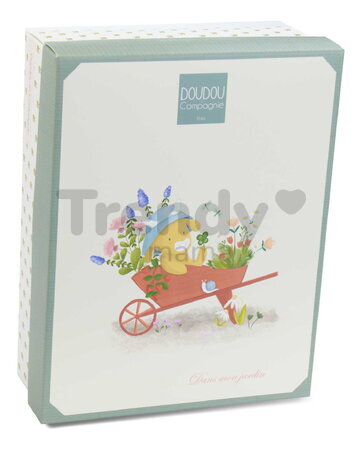 Plyšová kravička s klipom na cumlík Aneth the Cow In my Garden Dummy Holder Doudou et Compagnie v darčekovom balení 19 cm od 0 mes DC4320