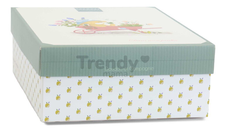 Plyšová kravička s klipom na cumlík Aneth the Cow In my Garden Dummy Holder Doudou et Compagnie v darčekovom balení 19 cm od 0 mes DC4320