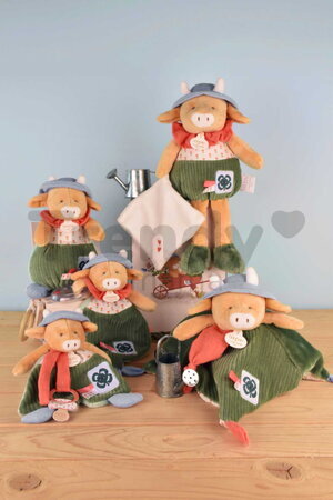 Plyšová kravička s handričkou na maznanie Aneth the Cow In my Garden Pantin with a Comforter Doudou et Compagnie v darčekovom balení 28 cm od 0 mes DC