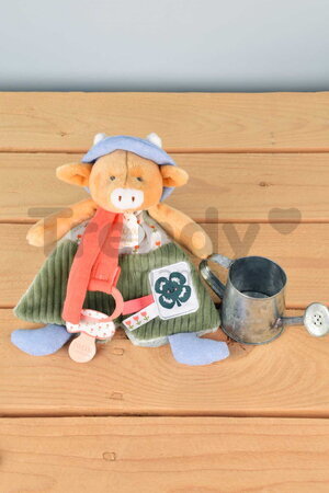 Plyšová kravička s klipom na cumlík Aneth the Cow In my Garden Dummy Holder Doudou et Compagnie v darčekovom balení 19 cm od 0 mes DC4320