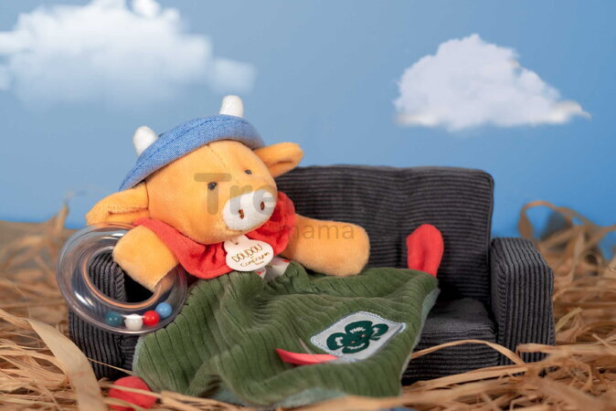 Plyšová kravička s hrkálkou Aneth the Cow In my Garden Rattle Doudou et Compagnie v darčekovom balení 21 cm od 0 mes DC4321