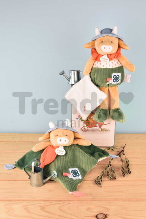 Plyšová kravička s handričkou na maznanie Aneth the Cow In my Garden Pantin with a Comforter Doudou et Compagnie v darčekovom balení 28 cm od 0 mes DC