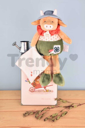 Plyšová kravička s handričkou na maznanie Aneth the Cow In my Garden Pantin with a Comforter Doudou et Compagnie v darčekovom balení 28 cm od 0 mes DC