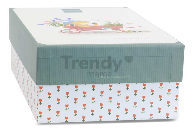 Plyšová kravička s handričkou na maznanie Aneth the Cow In my Garden Pantin with a Comforter Doudou et Compagnie v darčekovom balení 28 cm od 0 mes DC