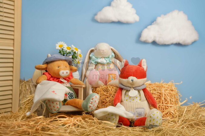 Plyšová kravička s handričkou na maznanie Aneth the Cow In my Garden Pantin with a Comforter Doudou et Compagnie v darčekovom balení 28 cm od 0 mes DC