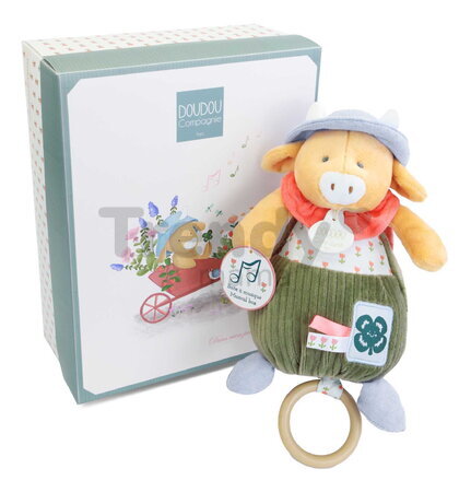 Plyšová kravička s melódiou Aneth the Cow In my Garden Music Box Doudou et Compagnie v darčekovom balení 20 cm od 0 mes DC4324