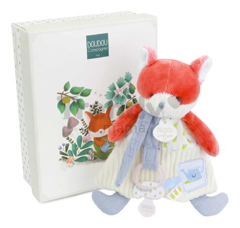 Plyšová líška s klipom na cumlík Romarin the Fox In my Garden Dummy Holder Doudou et Compagnie v darčekovom balení 19 cm od 0 mes