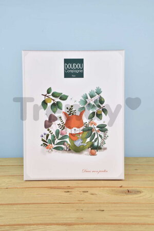Plyšová líška s hrkálkou Romarin the Fox In my Garden Rattle Doudou et Compagnie v darčekovom balení 21 cm od 0 mes DC4326