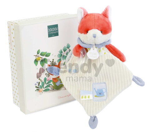 Plyšová líška s hrkálkou Romarin the Fox In my Garden Rattle Doudou et Compagnie v darčekovom balení 21 cm od 0 mes DC4326
