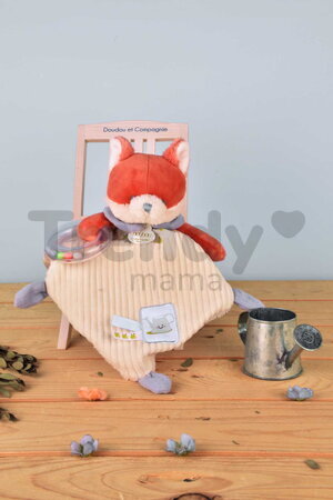 Plyšová líška s hrkálkou Romarin the Fox In my Garden Rattle Doudou et Compagnie v darčekovom balení 21 cm od 0 mes DC4326