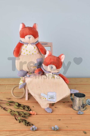 Plyšová líška s hrkálkou Romarin the Fox In my Garden Rattle Doudou et Compagnie v darčekovom balení 21 cm od 0 mes DC4326